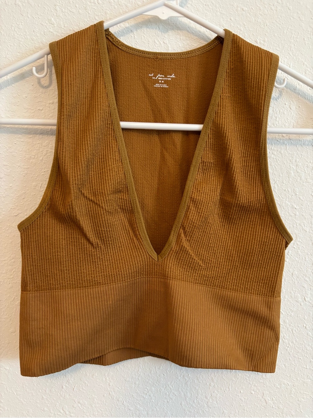 Urban Outfitters Out From Under Ribbed V-Neck Burnt Mustard Cropped Tank Medium